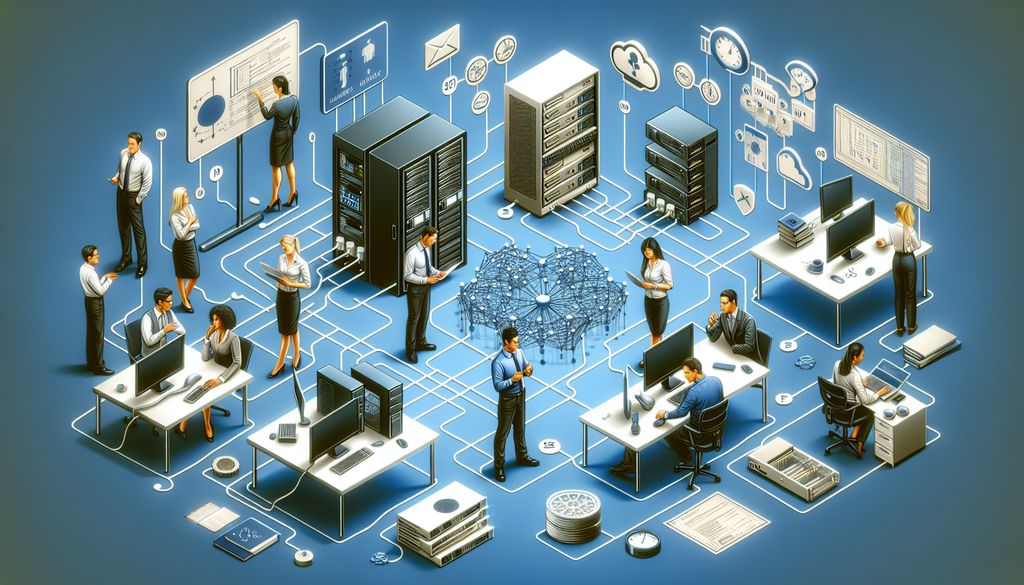 Área industrial con maquinaria conectada a sistemas de control