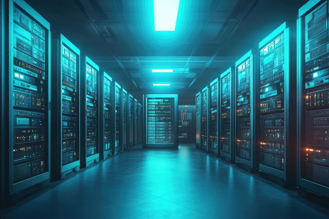 Red de computadoras conectadas en una oficina empresarial